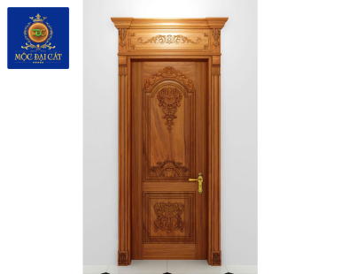 Cửa Gỗ Tự Nhiên Chạm Khắc Tân Cổ Điển