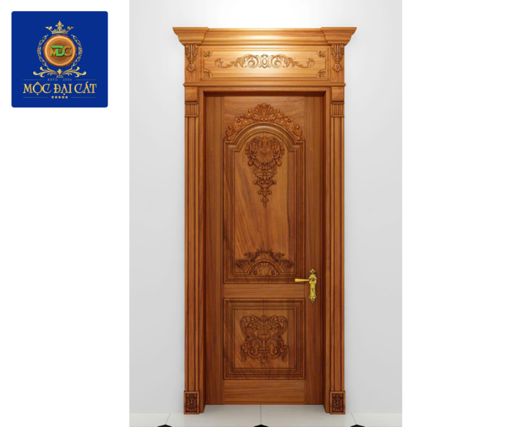 Cửa Gỗ Tự Nhiên Chạm Khắc Tân Cổ Điển